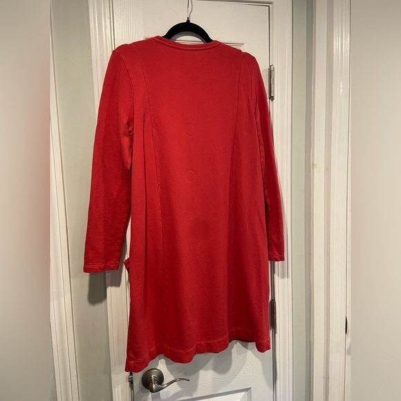 J. Jill Size M Red Pink Long Sleeve Sweatshirt Mini Dress Pockets Crew Neck - Picture 10 of 11